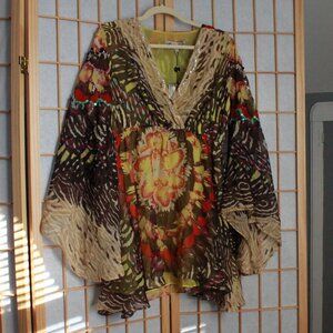 Meghan Fabulous Multi Sequin & Print Layered Flowy Blouse